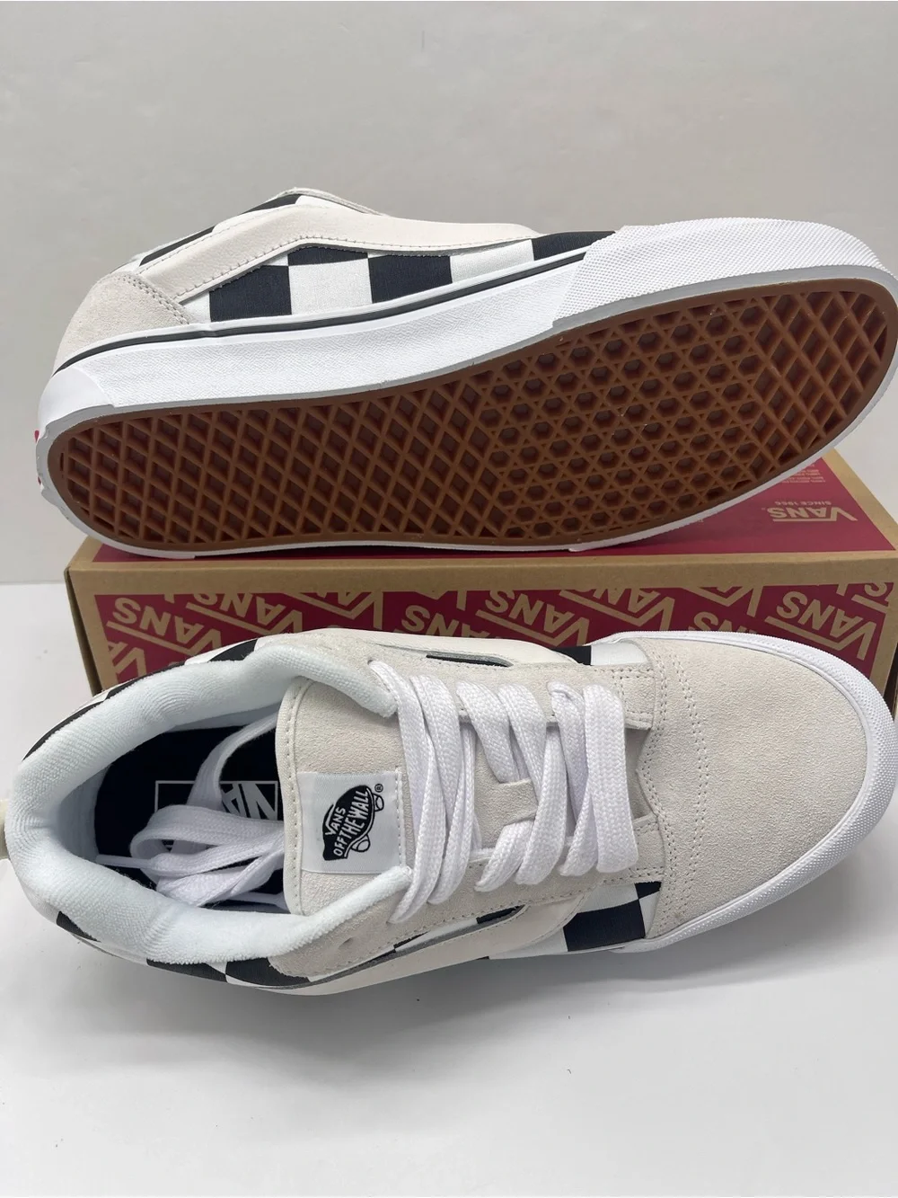 Vans Knu Skool MEGA CHECK BLANC DE BLANC/BLAC VN000D22UY6 Skate Sneakers